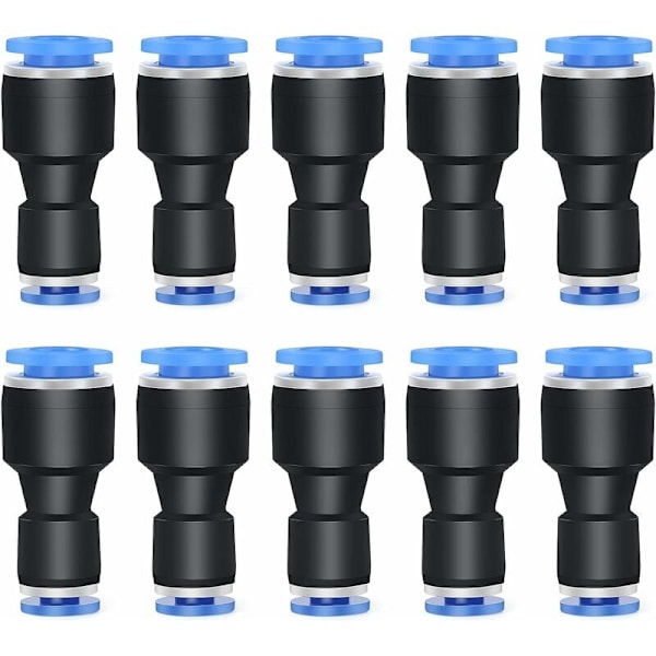 10 st 10 mm yttre diameter x 8 mm yttre diameter rak reducer för att ansluta kopplingar, pneumatisk unionsrör reduceringskoppling