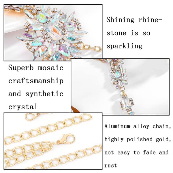 Boho Rhinestone Statement Brystkjede Krystall Halskjede Body Chain
