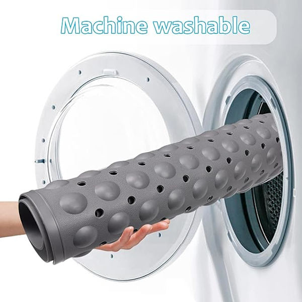 Halkskyddad duschmatta med sugkoppar och dräneringshål, duschmatta med masserande kudde, stor duschbadmatta för badrum dusch 70x40(Grå)