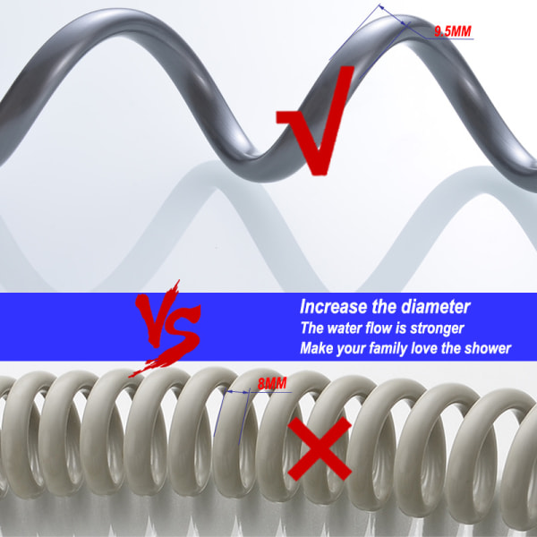 2m Teleskopisk Dusjslange ABS Erstatningsslange Fjær Dusjslange for