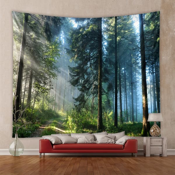 Tapet, tygväggdekor för sovrum vardagsrum sovsal, 150 cm x 130 cm, skogsgrön