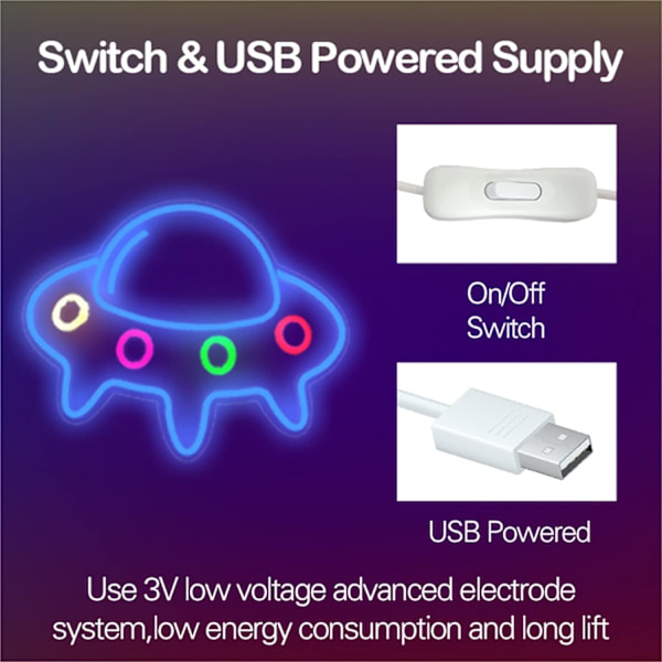 Neonlogotyp, Alien LED-neonväggdekoration USB-strömbrytare 15,7x1