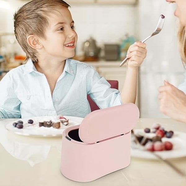Liten bordspapperskorg, miniplastpapperskorg med lock för badrum