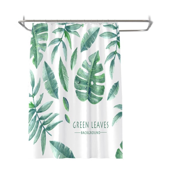 Jungle Green Fabric Shower Curtain - Water Resistant - Leaf Patte