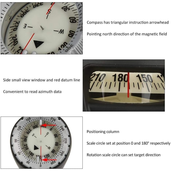 Dykarhandledskompass, undervattensljus Dykarhandledskompass Lätt kompassarmband Vattentät kompass