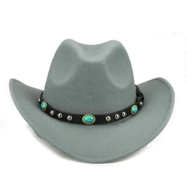 Fashion Nitte Oprullelig Bredskygget Western Cowboy Cowgirl Hat Sombre