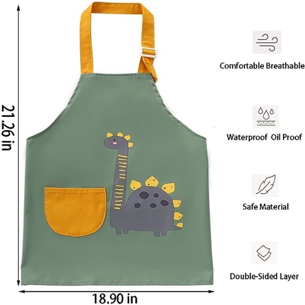 Dinosaur Kids Apron, Kids Apron med lommer og 2 ermer, Kids