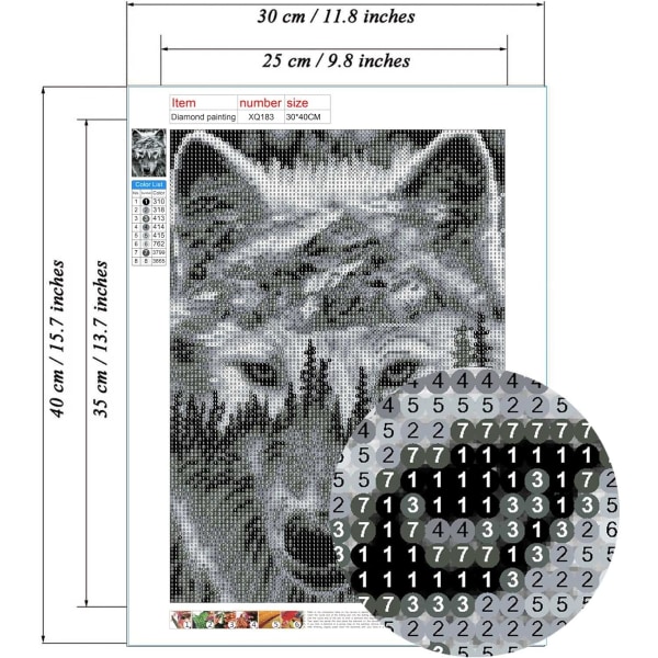 Djungelvarg diamantmålningssats, diamantkonstsats för vuxna och barn,