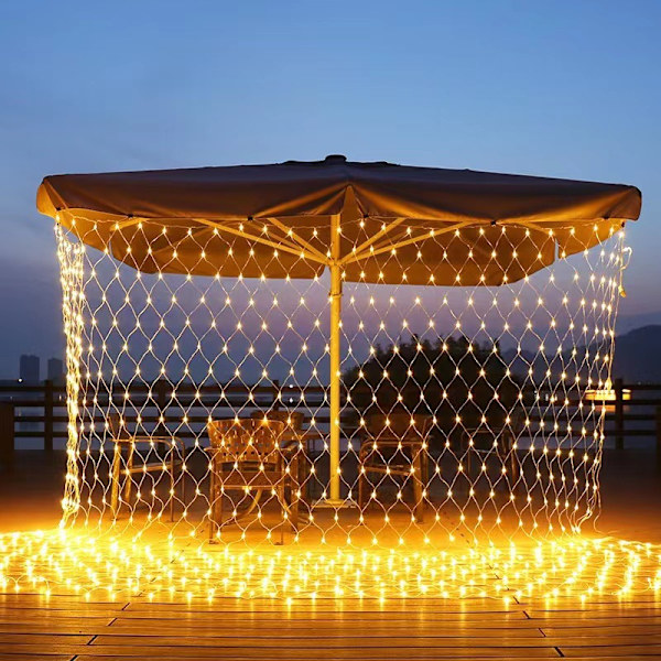 Utomhus-inomhus LED-nät ljusslingor 1,5*1,5 meter 120 lampor med ljussvanskontakt för inomhus utomhus trädgård bröllop