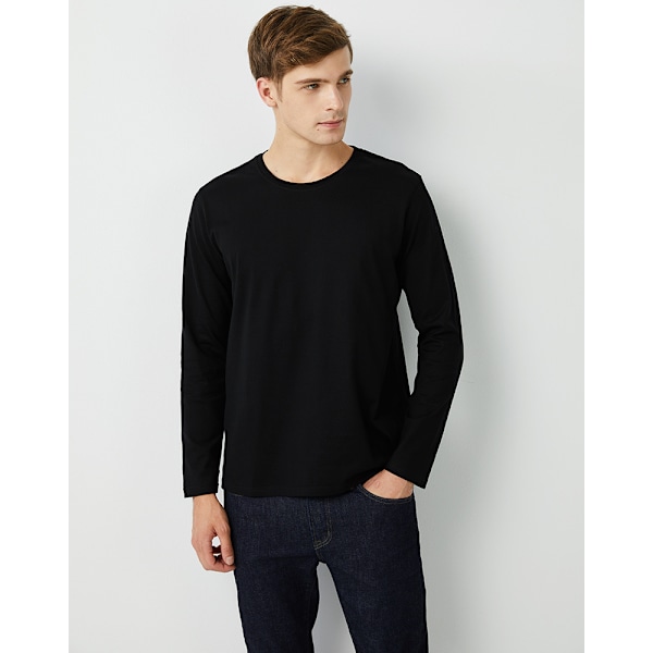 Mens Long Sleeve Shirts Casual Athletic Soft Cotton Black T Shirts for Men