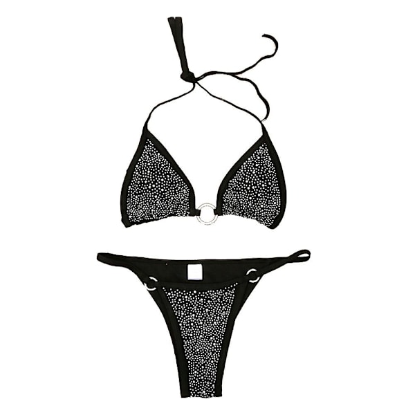 Kvinnors glänsande bikini mikro sexig string tvådelad baddräkt