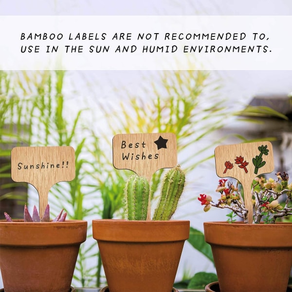 50st T-Type trä växt taggar, bambu växt taggar, trädgård etiketter oss
