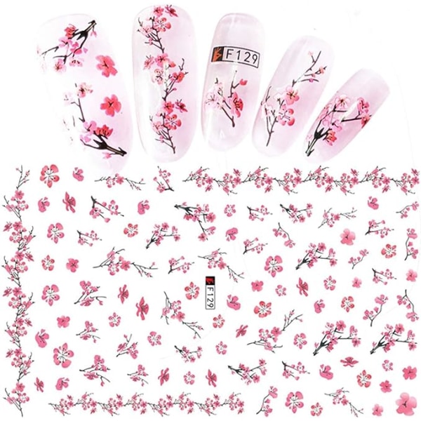3 ark Blommor Nail Stickers Spring Sakura Nail Art Dekaler Summ