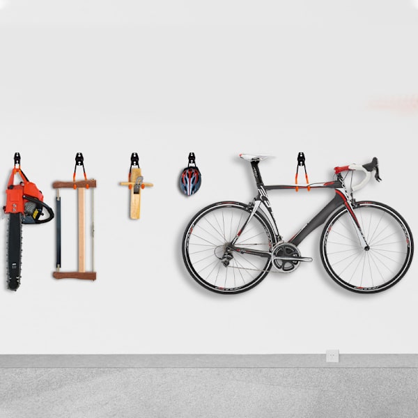 8 st garageväggkrokar, förvaring i garage, stegar, cyklar, rör, elverktyg