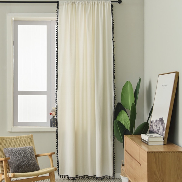 Enfärgade halvtransparenta fönstergardiner 2 paneler Boho-stil Cot