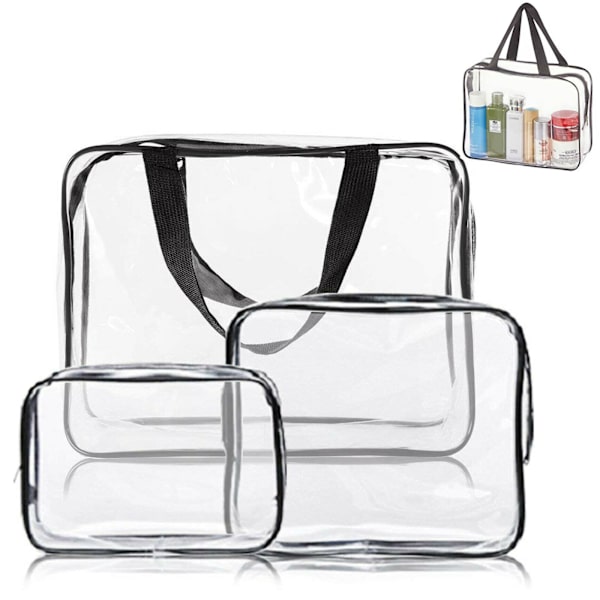 Transparent kosmetisk väska, 3 stycken