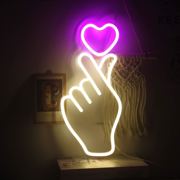 Hjerter Gestures Neon Logo Rose Love Neon LED-dekorasjon Neon Logo