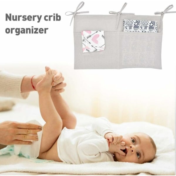 Baby Crib Organizers, Baby Crib hengende oppbevaringspose med 2 lommer