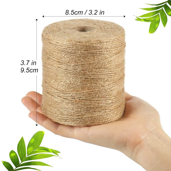 300m naturhamparep, 1mm fint brunt rep för hantverk, virkning,
