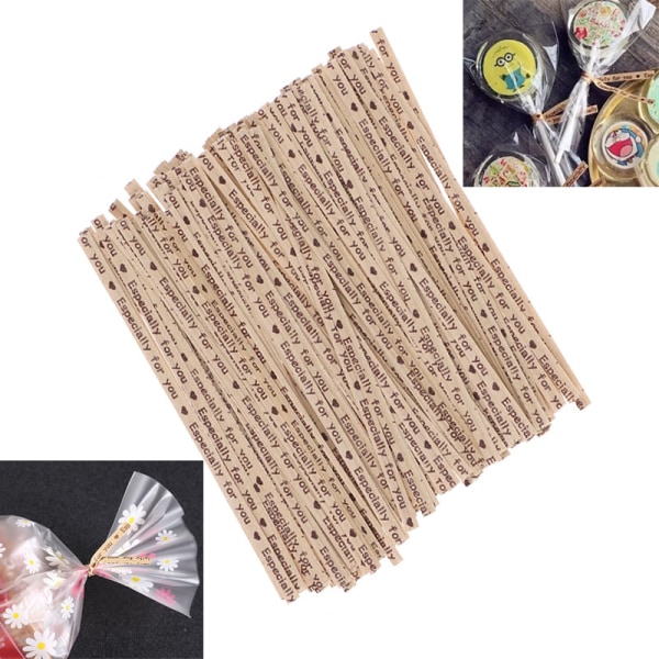 700 stk Kraft Paper Twist Slips 4 tommer til Treat Bags Kitchen Valen