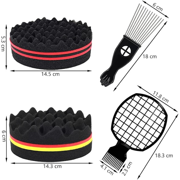 Twist Curl Svamp 4 Delar Afro Twist Hår Svamp Afro Hårkam Hårborste