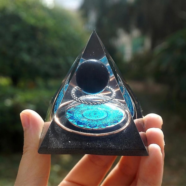 Pyramide Obsidian Krystallkule Helbredende Stein Dekor Ornament