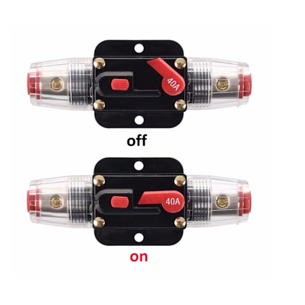 40A Bilstereo Inline Kretsbryter Tilbakestillingsbryter Sikring for Bil Marine Båt