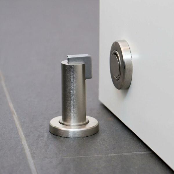 Magnet-dørstopper i rustfrit stål look Dørstopper med gulv- og vægmonteringsmateriale