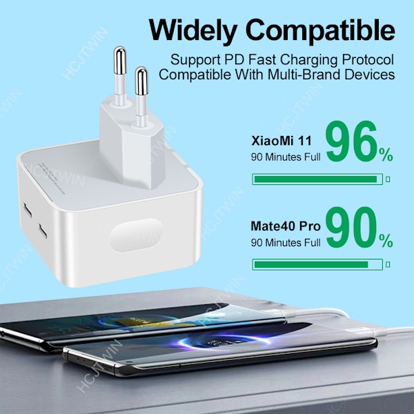 40W USB C Snabbladdare, 2 USB-C-portar, Snabbladdare för iphone 13/