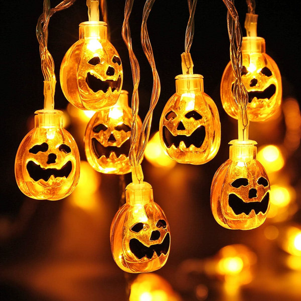 Halloween lyslenke, 20 LED oransje gresskar 3cm akryl gresskar