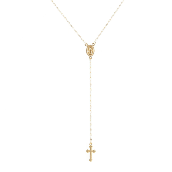 Pläterad Simple Goddess Mary Cross Pendant Choker Necklace Sim