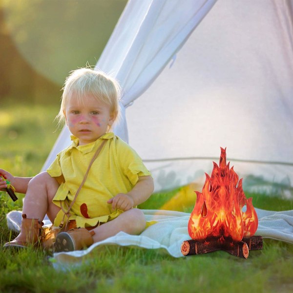 Boao Falsk Ild Falsk Flamme Camping Dekoration 3D Pap Campfire Centerpi