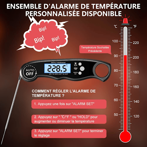 Kötttermometer, 3s omedelbar avläsning matlagnings termometer, kötttermometer,