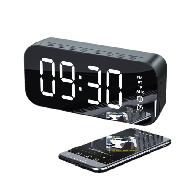 Multifunktionell LED digital väckarklocka, Bluetooth högtalare, säng