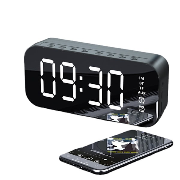 Multifunktionell LED digital väckarklocka, Bluetooth-högtalare, sängbordsbelysning