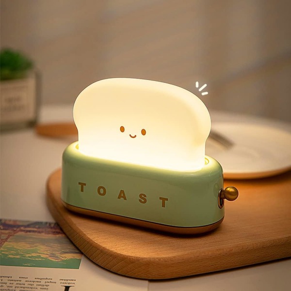 LED Toast Bread Nattlampe, Søt Nattlys USB Oppladbar og