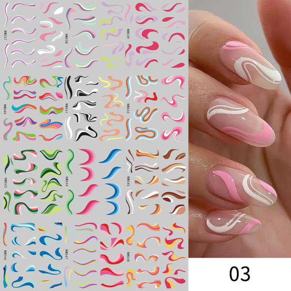 Franska Swirl Nail Art Stickers Dekaler Nageldekorationer Geometriska
