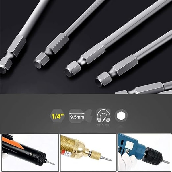 Sats med 11 långa Torx-bits för skruvmejslar och elektriska skruvdragare