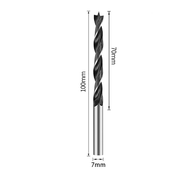 5 st professionella spiralborrar (för trä, Ø 7 x 70 x 100 mm, tillbehör till slagborrar)