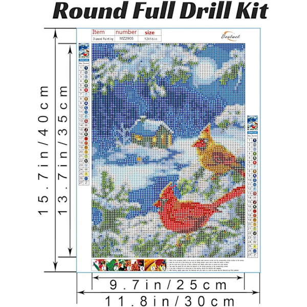 Vinter Diamantmålning Kits, Diamantkonst Kit För Vuxna, Full Rund Borr, Diamantmålning För Present, Väggdekor