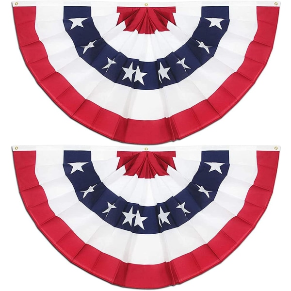 USA Pleated Fan Flag (2 Piece Set), 1.5x3ft American Flag Bunting