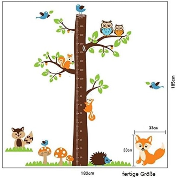 Graz Design vægklistermærke XXXL Skovugle med vækstdiagram og ræv egern design