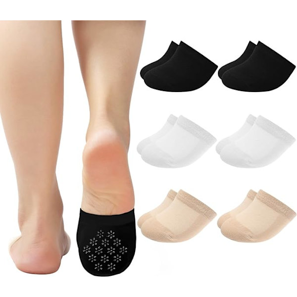 Toe Topper Socks No Show Liner Half Socks för kvinnor Sömlös grepp halkfri