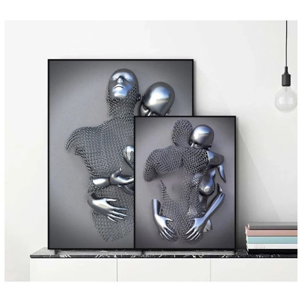 3D-effekt väggkonst abstrakt metallsculptur modern canvasmålning
