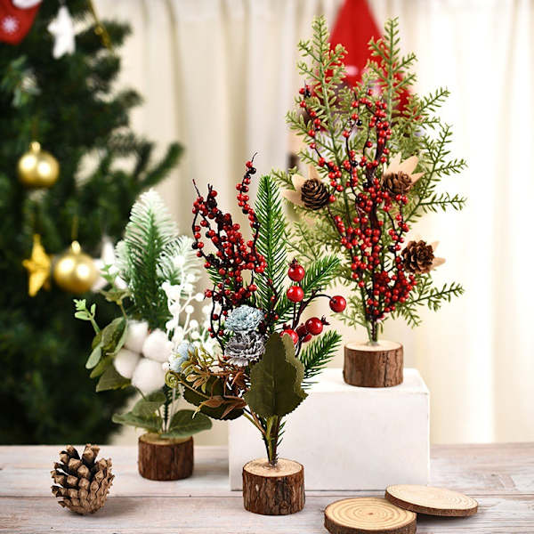 Mini julgranar bordsgranar konstgjorda julgranar med röd tall