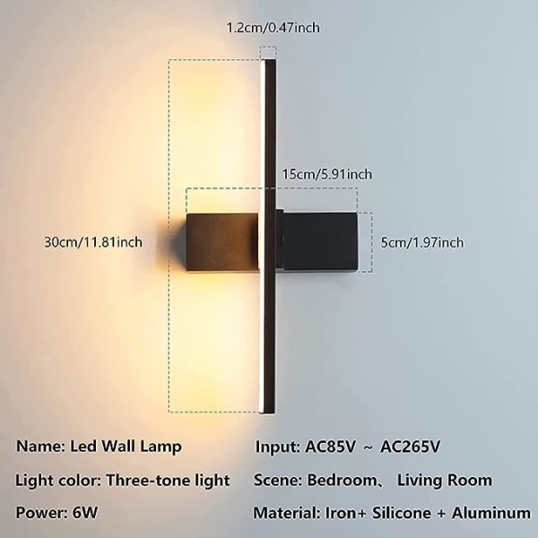 Himmennettävä LED-seinävalaisin sisätiloihin, 330° pyörivä moderni seinävalaisin 6