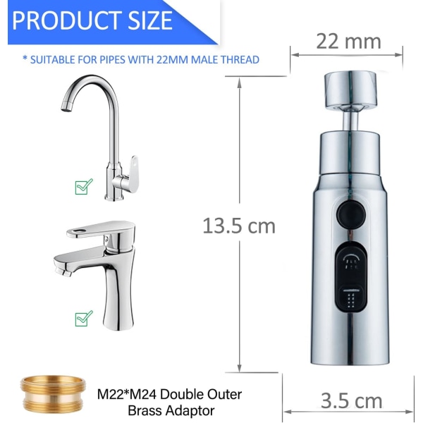 Kitchen Faucet Sprayer, 3 Way Kitchen Faucet Nozzle, Kitchen Fauc