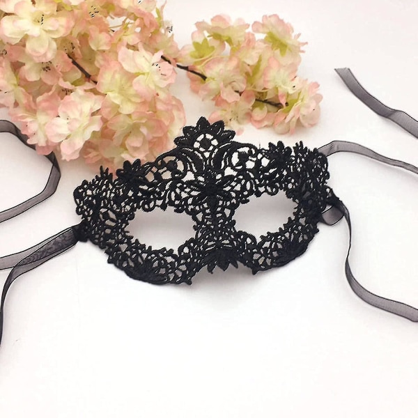 Maskerad Black Lace Mask Halv ansikte Sexig White Eye Mask Hallowee