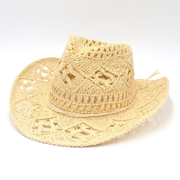 Ulkoilu Miesten Naisten Länsi-Cowboy-hatut Hengittävät käsinkudotut olki