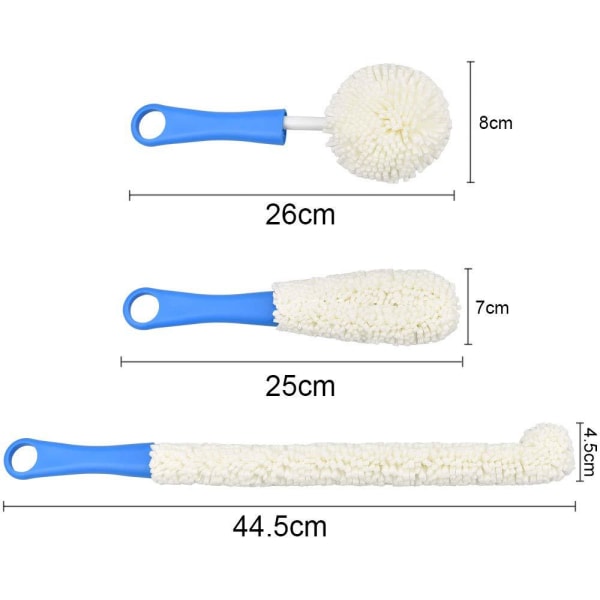 3 stk karaffel rengjøringsbørste, fleksibel flaskerengjøringsbørste